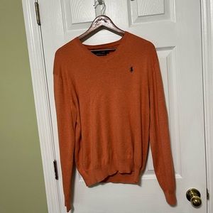 Mens orange Polo Ralph Lauren V-neck sweater